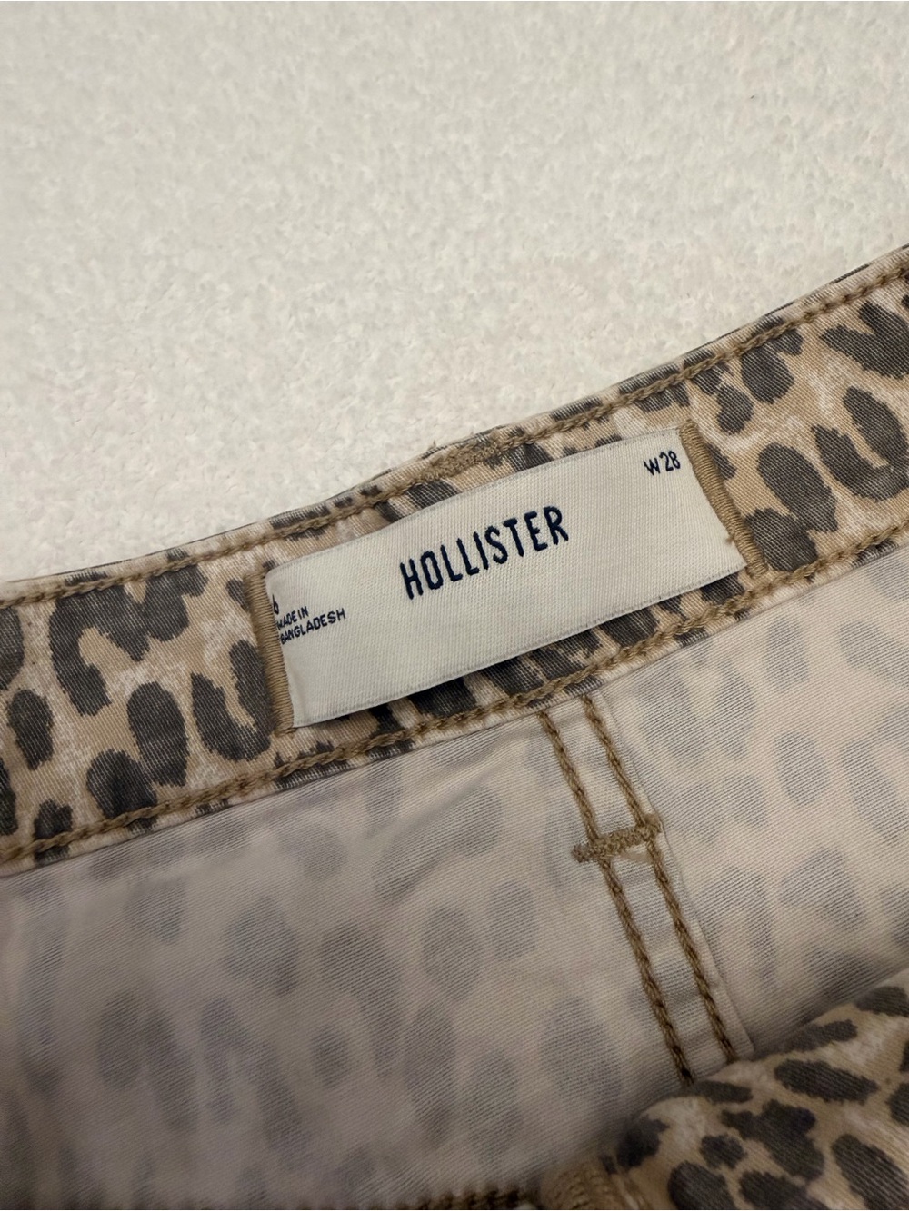 Hollister Neutral Leopard Print Denim Mini Skirt - Picture 3 of 4